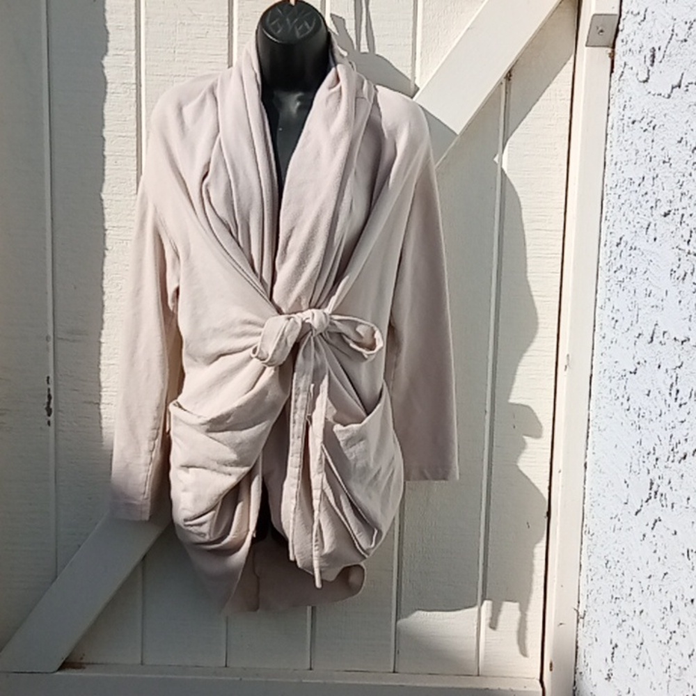 Veronique Miljkovitch Gray Wrap Draped Asymmetrical Cardigan Size M